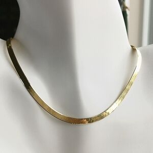 4.5mm thick 14k Gold Over Sterling Silver 16" Herringbone necklace snake…